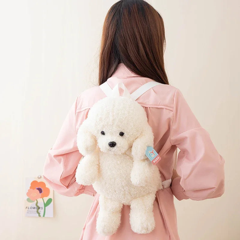Cute Teddy Dog Plush Backpack Soft Shoulder Bag