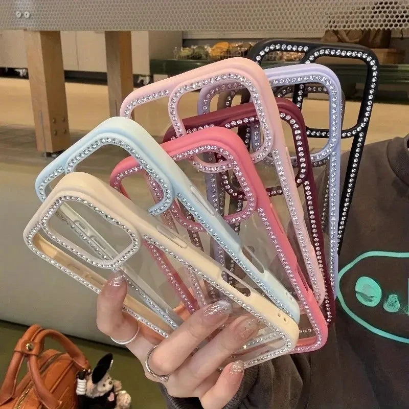 Luxury Bling Rhinestone Diamond Phone Case For iPhone 17 16 Pro Max Cases iPhone 15 14 Air Shockproof Cover