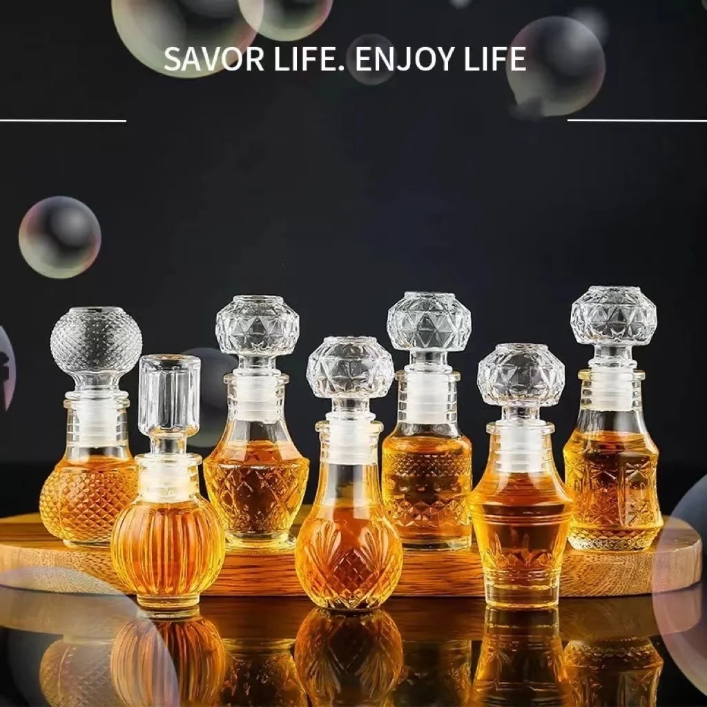 50ml 100ml 6pcs 12pcs Whisky Glass Liquor Bottle French Carved For Alcohol Wedding Gifts Wine Mini Container Storage Favour Set