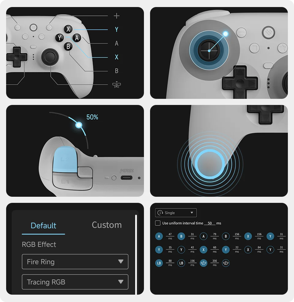 Wireless Gaming Controller with TMR Joysticks Motion Control and Charging Dock for Nintendo Switch and PC