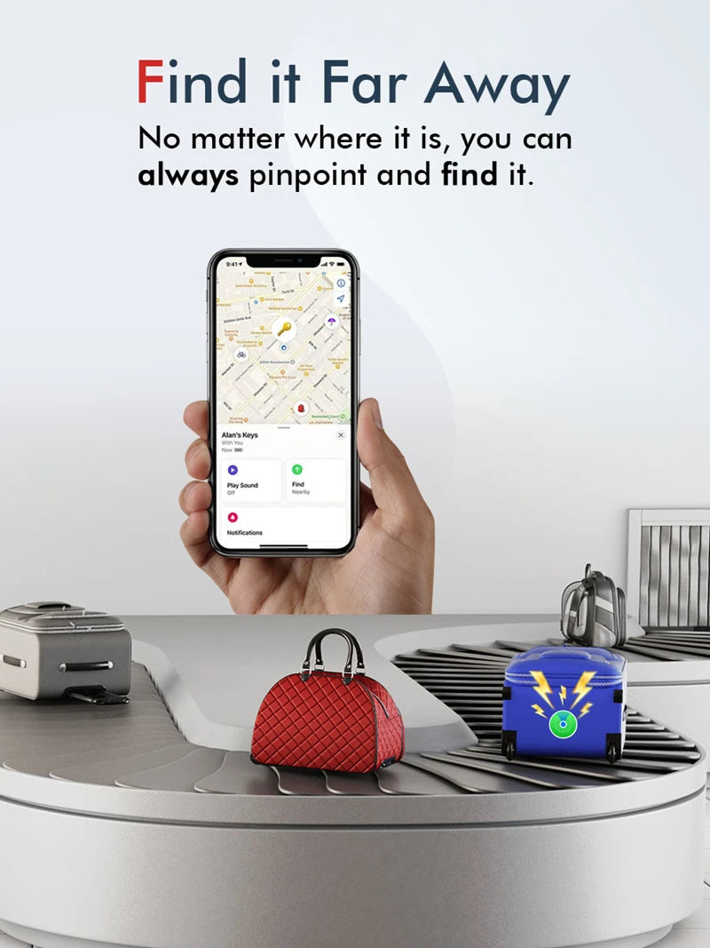 MiTag Smart Anti Lost Tracker For Apple Find My Bluetooth Global Position Systm Locator Ideal MFi Certified For Suitcases Wallet Travel Daily Use