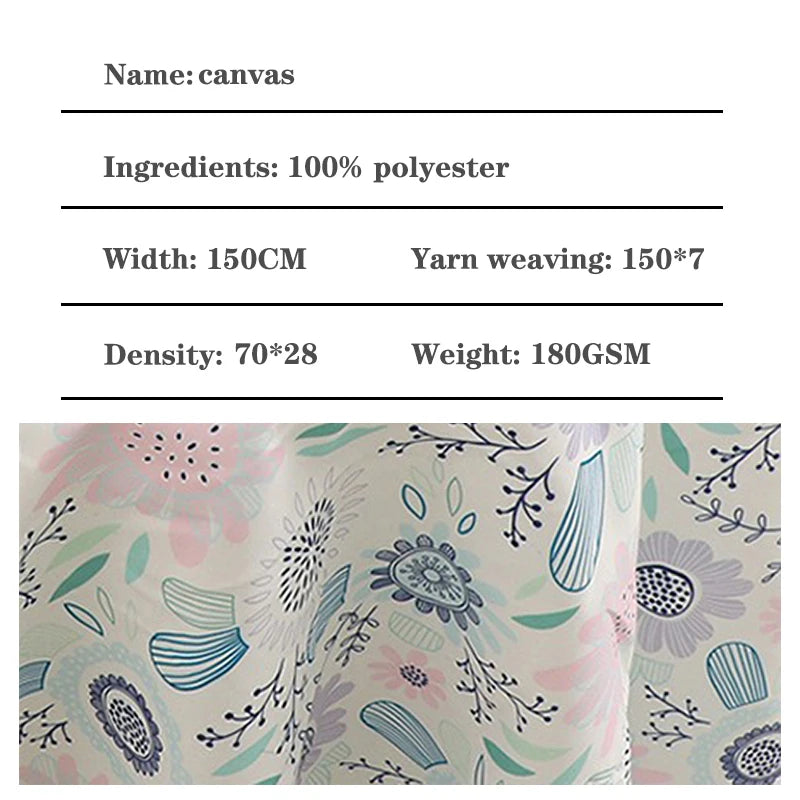 1M/2M/3M 30colors plant floral print canvas fabric for Home textile DIY sewing tent tablecloth, luggage bags Cloth by the meter