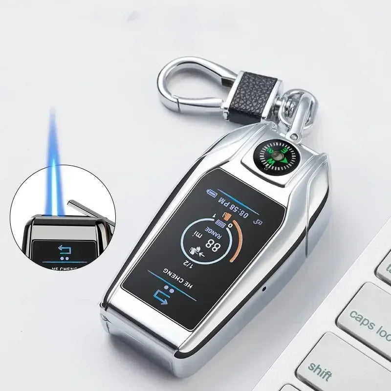 Keychain Windproof Lighter Cool Car Key Model Black Technology Multifunctional Igniter Gift Boyfriend A Trendy Look