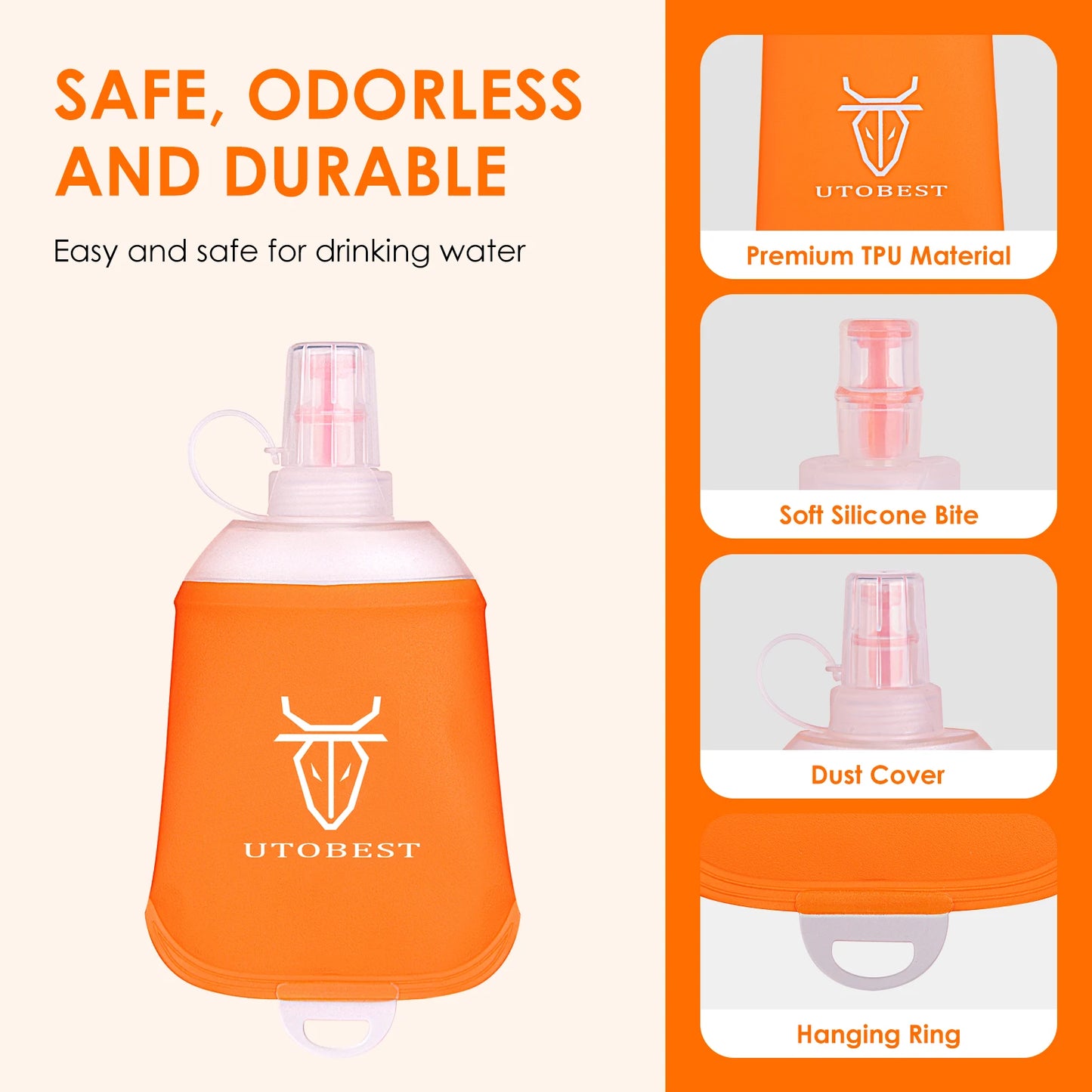 150ml 200ml 250ml Soft Flask Foldable Silicone Water Bottle TPU Running Kettle for Hydration Pack Bag Vest