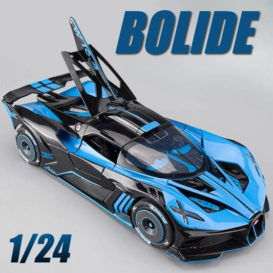 1:24 Scale Bolide Atlantic Car Model Toy Alloy Body Rubber Tire Shock Absorption Vehicle Models Sound&Light Ornaments Gifts