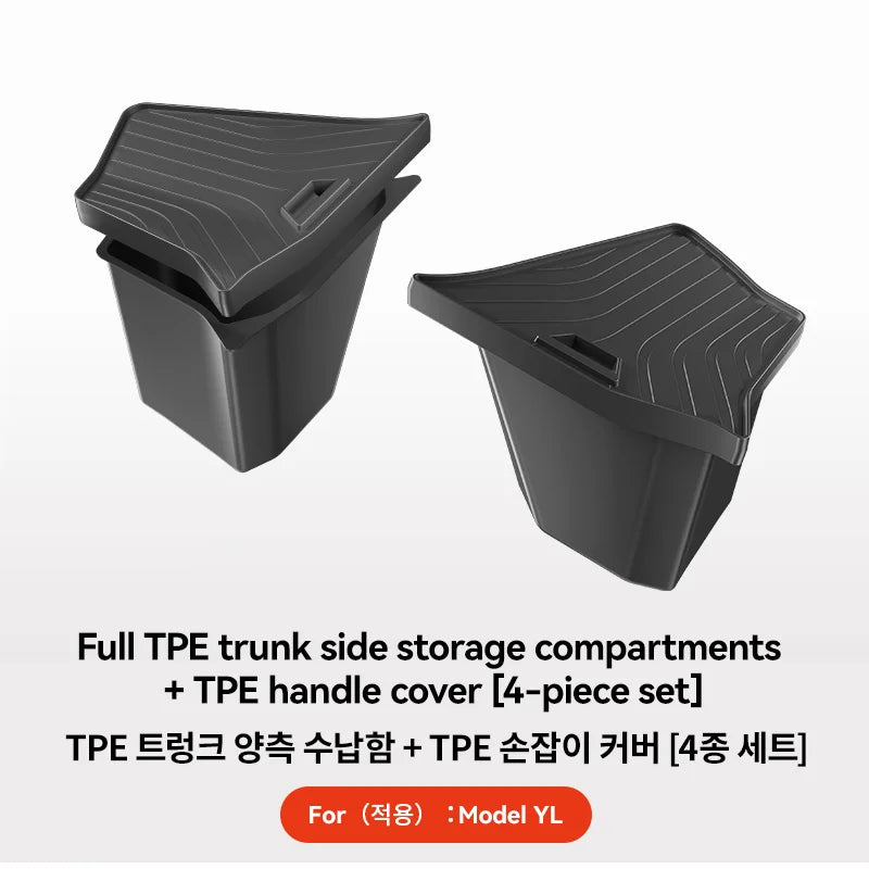 Trunk Side Storage Box Organizer for Tesla Model YL Flocking TPE Partition Storage Bin