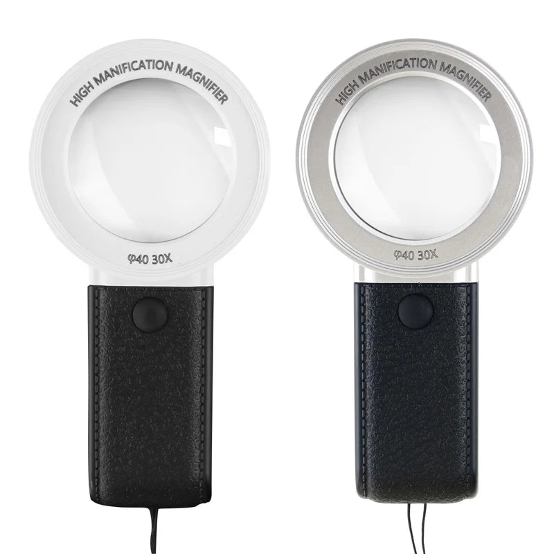 30X LED UV Magnifying Glass Handheld Loupe Dual Lens