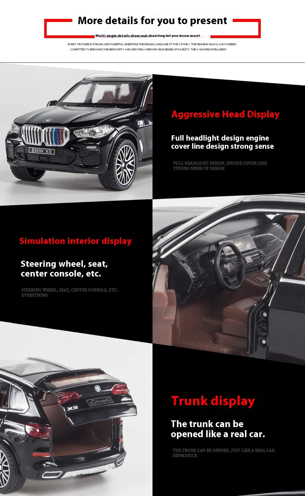 1/32 Scale BMW X5 SUV Alloy Car Diecast Model Pull Back  Toy Collection Of Hobby Decorative Fine Ornaments Gifts