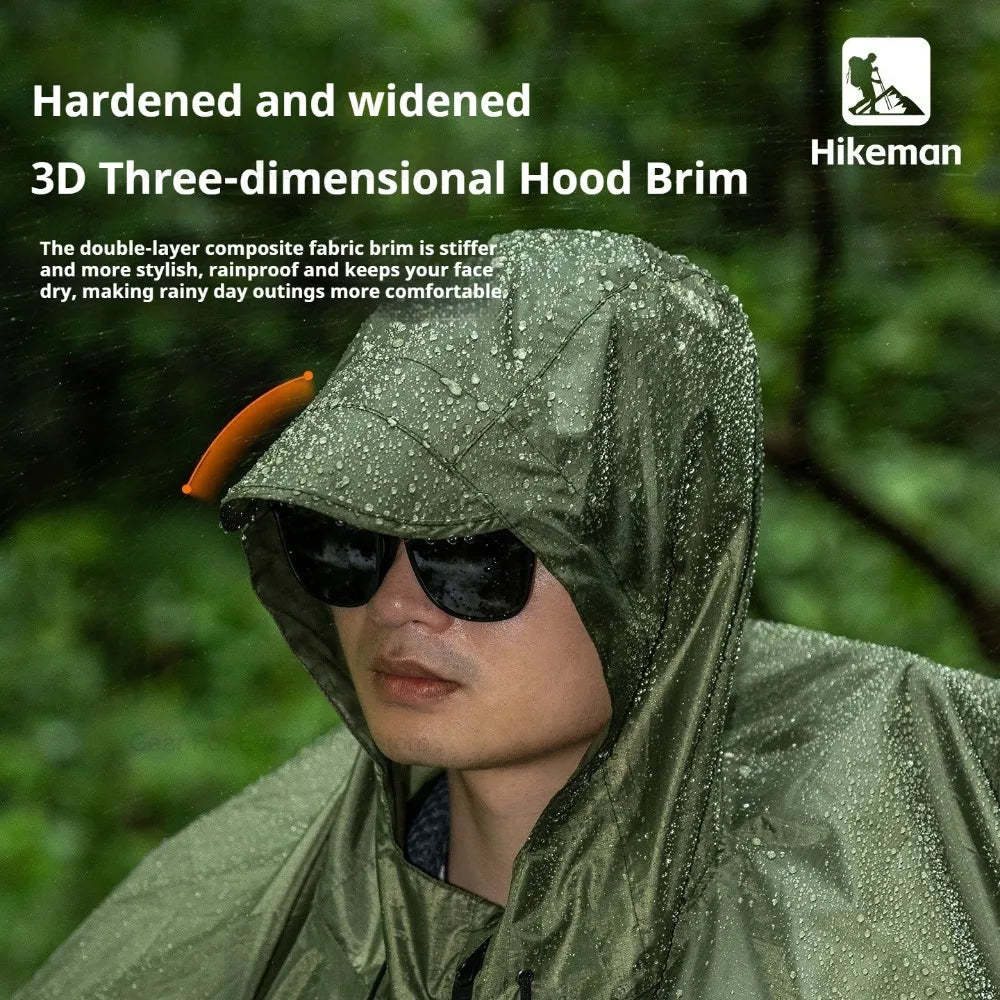 Ultralight Waterproof Zipper Raincoat with Adjustable Hood for Hiking and Camping