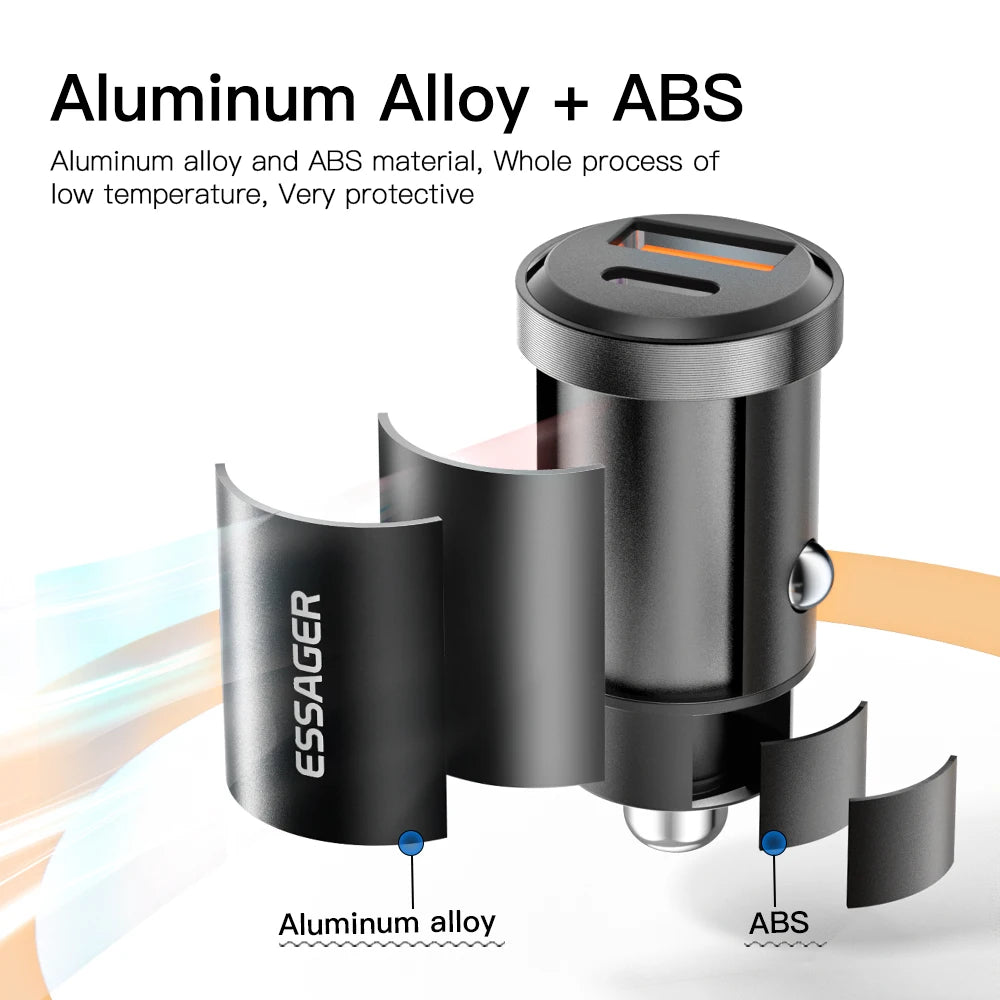 30W / 45W USB-C + USB-A Fast Car Charger (PD + QC 4.0)