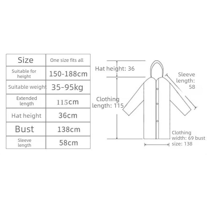 Portable Waterproof EVA Full Length Rain Poncho for Adults