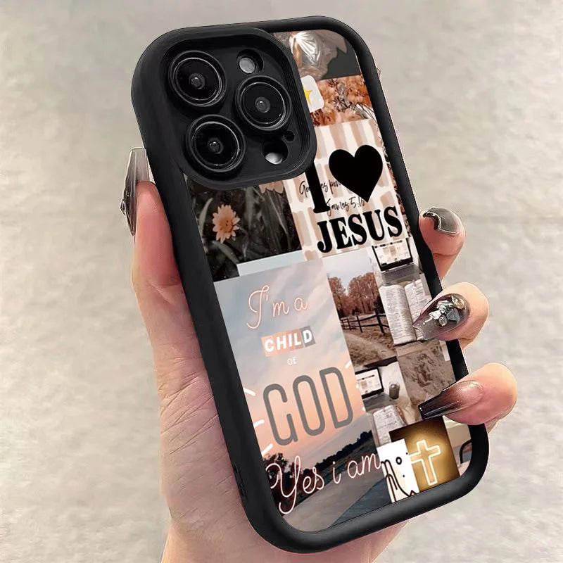 Jesus Collage Pattern Thick Shockproof Phone Case For iPhone 17 16 Pro Max Air 16E 15 14 Cover
