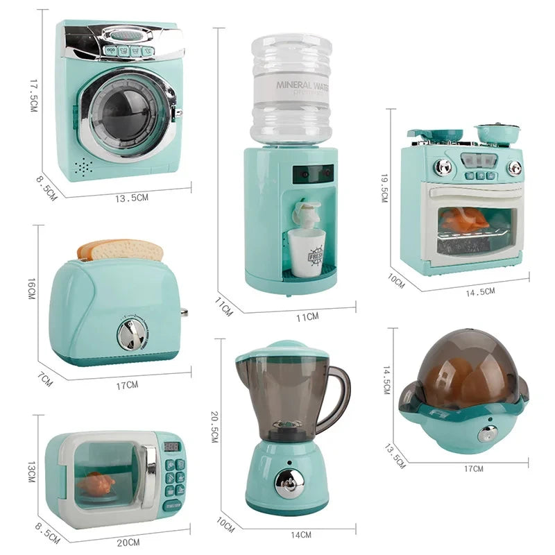 Kitchen Toys for Girls Boys Home Appliances Juicer Washing Machine Toaster Microwave Egg Cooker  Play House Toys