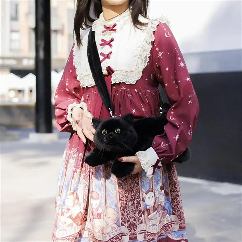 Mini Calico Cat Plush Backpack Soft Shoulder Bag
