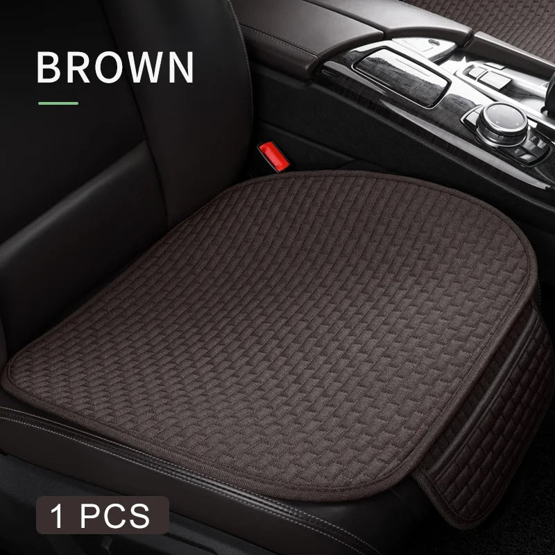 Karcle Car Seat Cover Full Set Front Rear Linen Car Cushion Breathable Universal Seat Pad Auto Protector Mat Interior Accessory