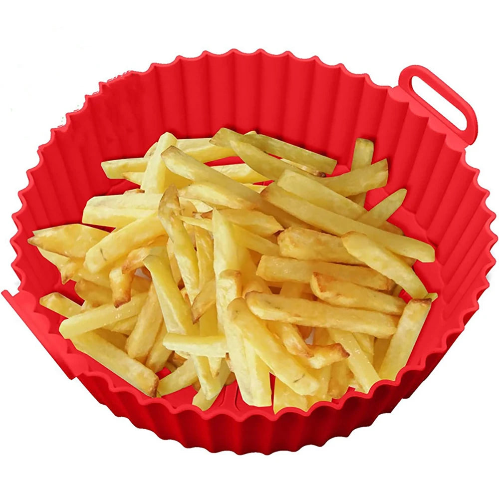 Air Fryer Mat 22cm Thicken Silicone Tray Mat For Round Air Fryer Pot Oven Baking Tray Fried Chicken Pizza Basket Fittings