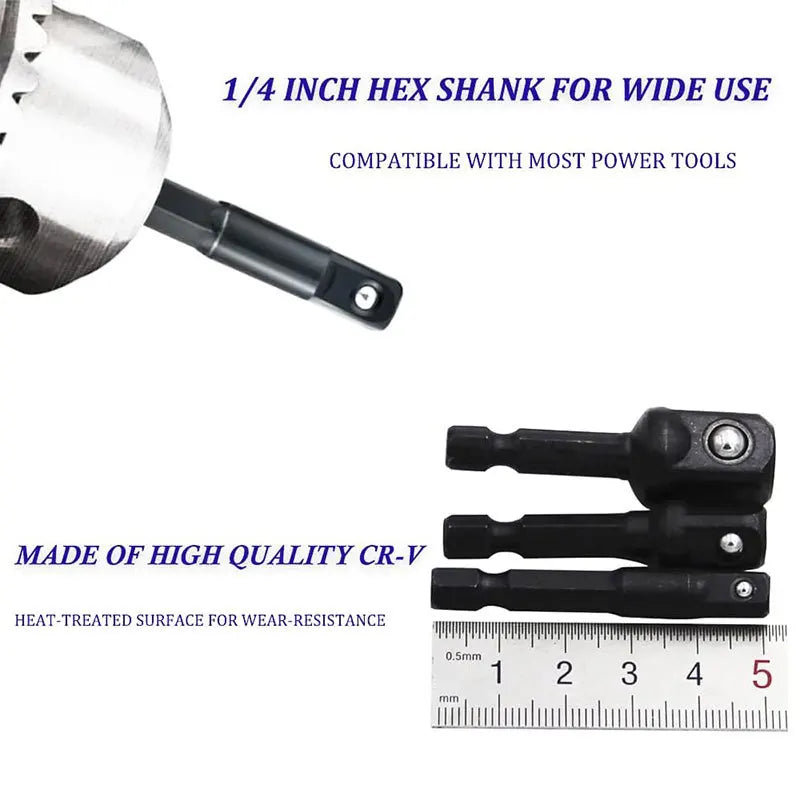 1/4 Hex Shank Socket Adapter Set for Electric Screwdriver Conver to Impact Driver 1/2 3/8 1/2 Square Head Converter Power Tool