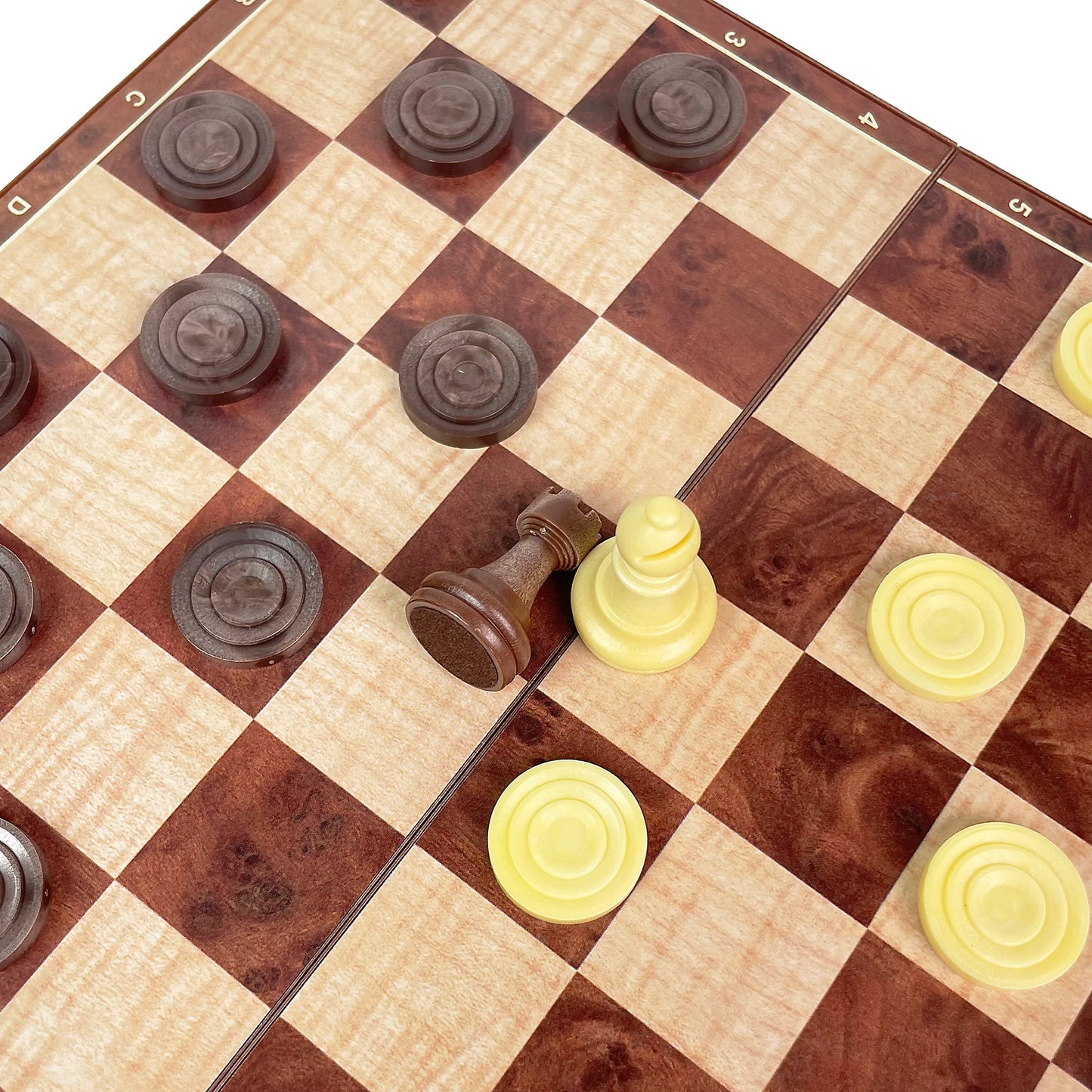 24cm 2 in 1 Foldable Magnetic Wooden Chess & Checkers Set