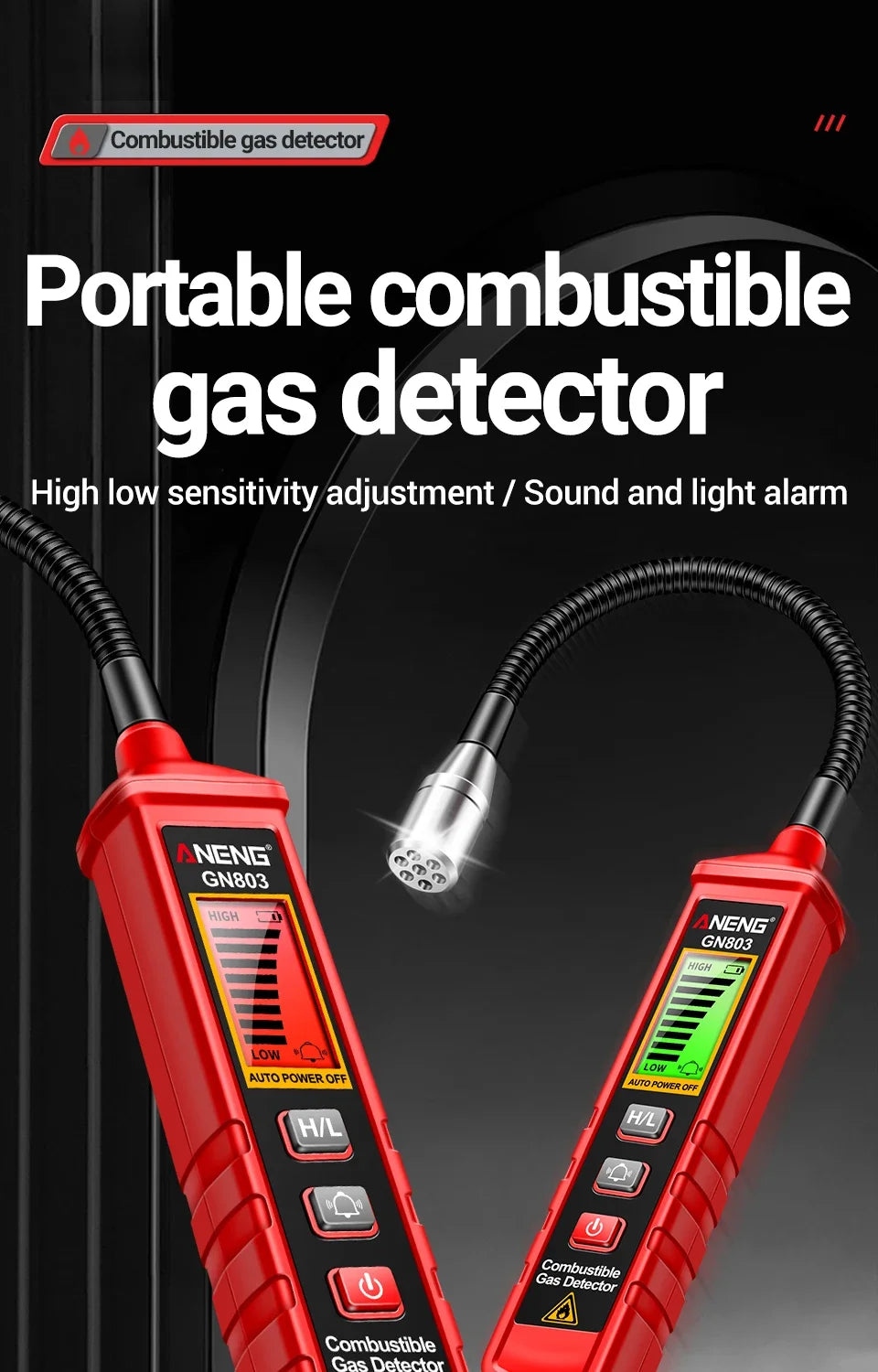 Handheld Gas Leak Detector Methane Combustible Gas Testers Portable Gases Concentration Analyzer Meter Leakage Tools