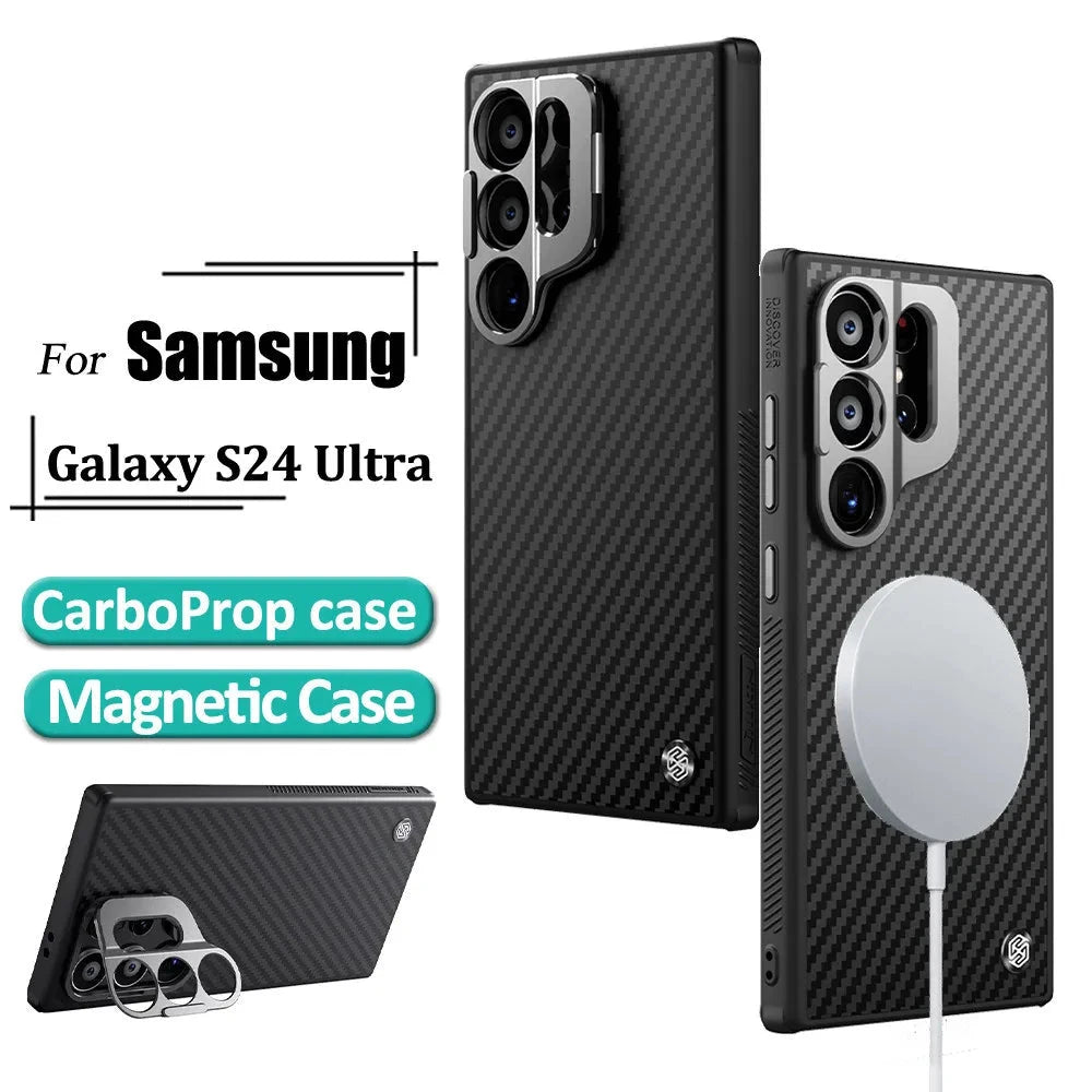 CarboProp Case For Samsung Galaxy S24 Ultra Aramid Fiber+TPU Magnetic Case Shockproof Case