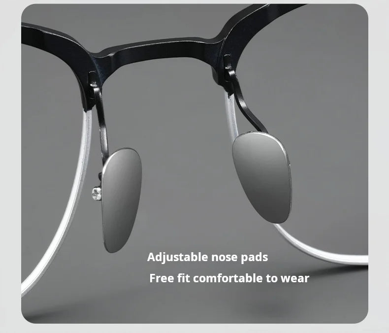 Mens Retro Oval Lightweight Pure Titanium Eyeglasses Frames
