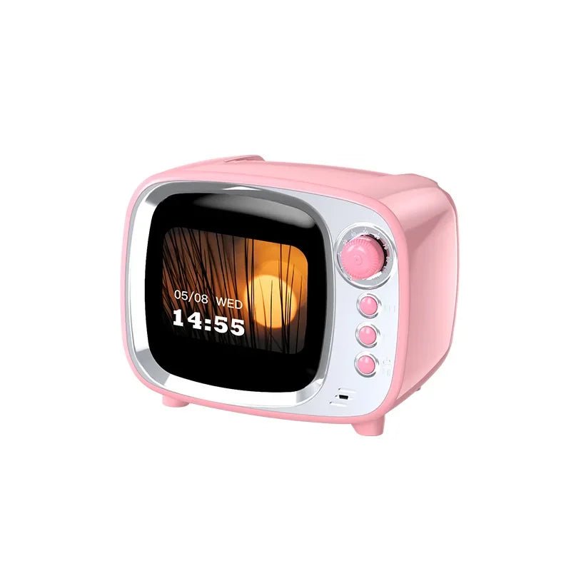 Pro Bluetooth Speaker with Lyrics Display Retro Wireless Alarm Clock HiFi Sound Powerful Bass Portable Desktop Music Player