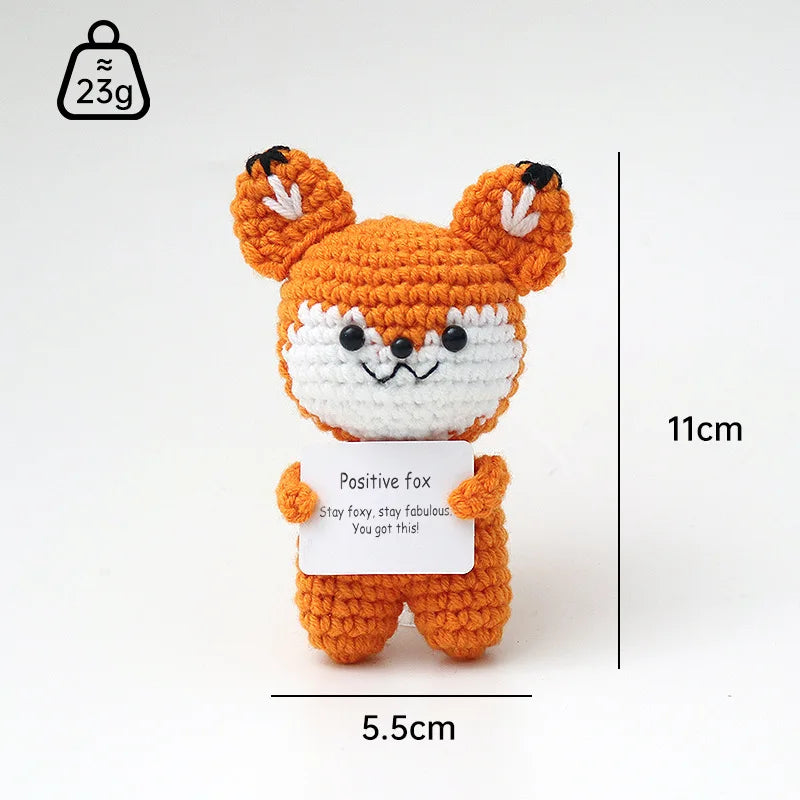 3 Pcs Positive Crochet Hedgehog Doll with Affirmation Card Home Room Decoration Funny Handmade Plush Doll Ornaments Christmas Gifts