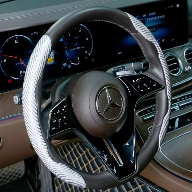 Carbon Fiber Silicone Car Steering Wheel Cover Anti Slip