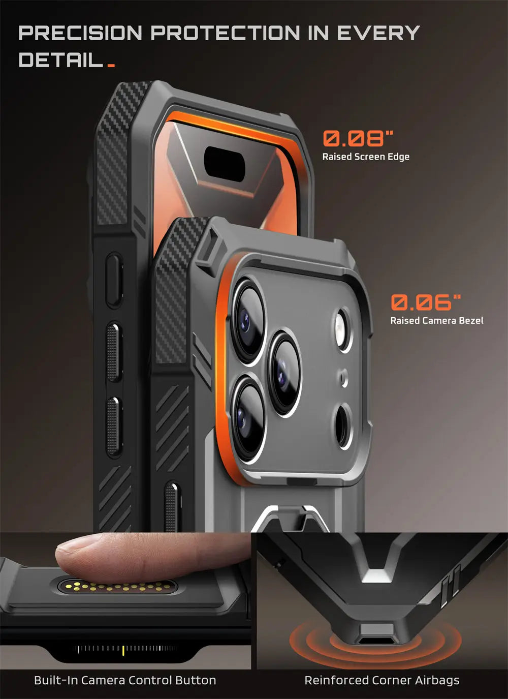 Rugged Magnetic Phone Case with Tempered Glass Screen Protector and Aluminium Kickstand for iPhone 17 Pro and iPhone 18 Pro