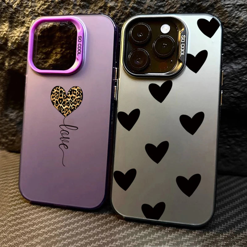 Leopard Love Balloon Pattern Silver Phone Case for iPhone 17 16 Case iPhone 14 15 Pro Max 16E Air Cover