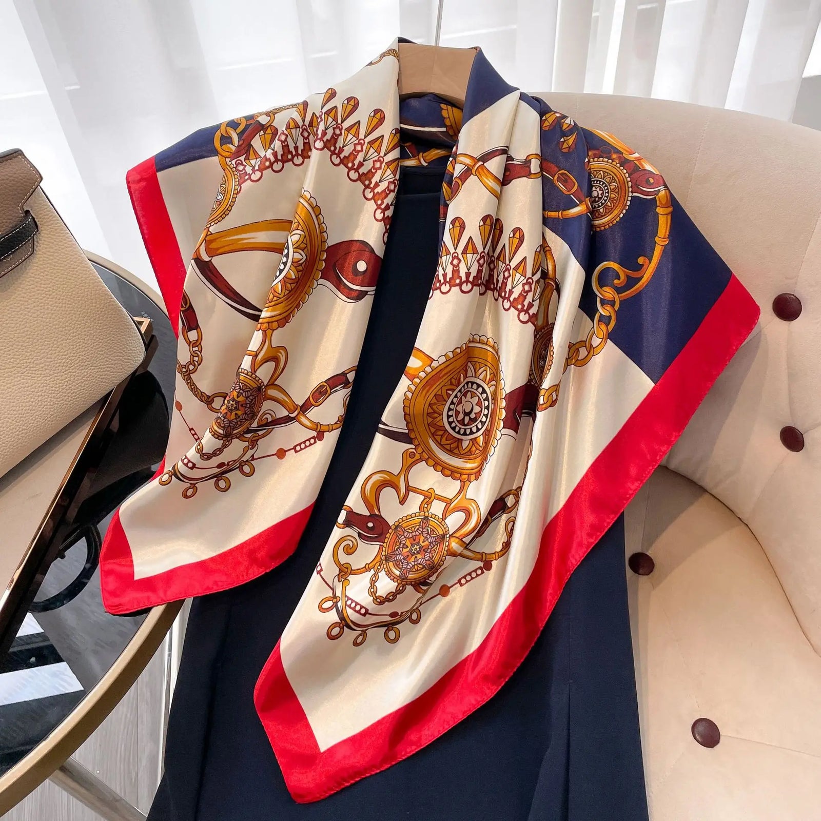 Square Women Scarves Silk Office Ladies Hair Neck Bandanna Headband Foulard Headcloth Muslim Headscarf Female muffler