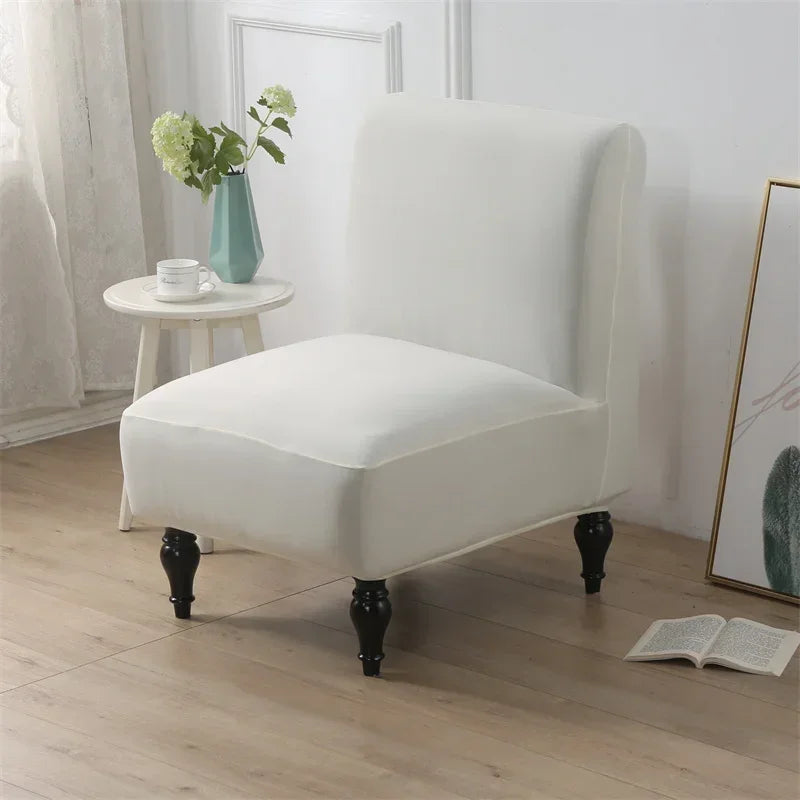 Stretch Armless Accent Chair Cover Single Short Back Sofa Covers Solid Color Anti-dirt Chair Slipcover Removable Sofa Protector