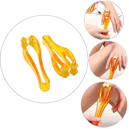 Orange Finger Joints Massager Hand Handheld Blood Circulation Tool Stress Relief Plastic Care Relax Double Rubber Roller Massage