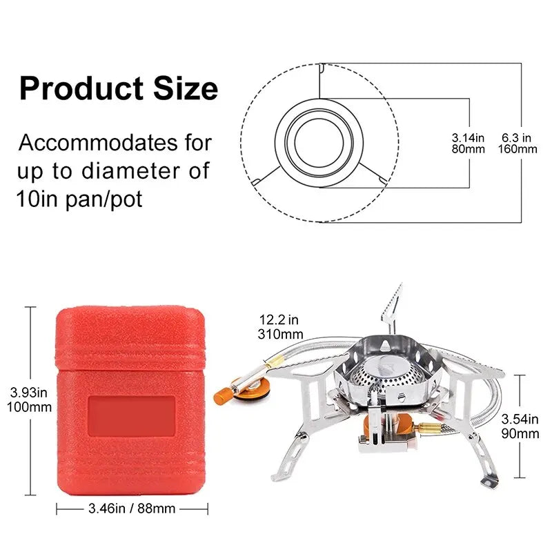 Camping Burner 3200W Windproof Foldable Electric Ignition Outdoor Portable Gas Stove