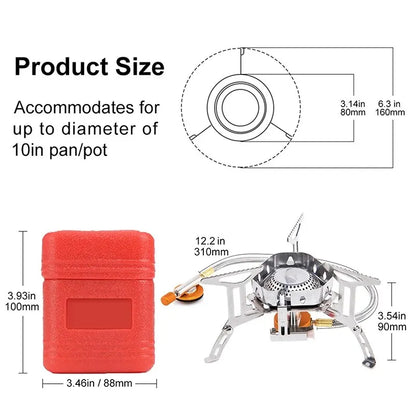 Camping Burner 3200W Windproof Foldable Electric Ignition Outdoor Portable Gas Stove