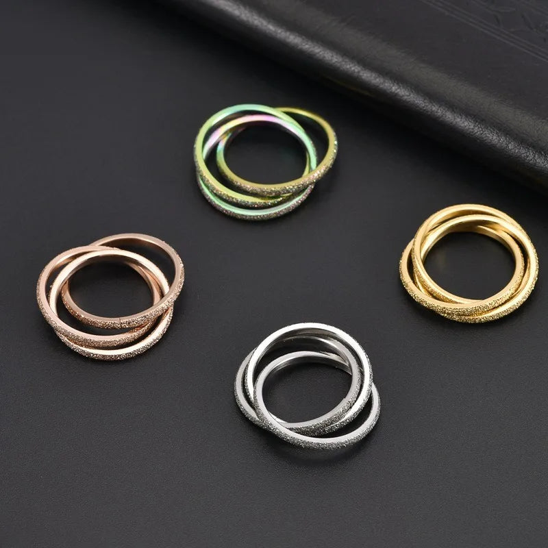 Triple Interlocked Rolling Titanium Stainless Steel Rings