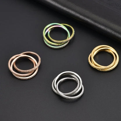 Triple Interlocked Rolling Titanium Stainless Steel Rings