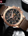 Leather Strap Luxury Chronograph Military Quartz Wristwatch Fashion Casual Waterproof Clock