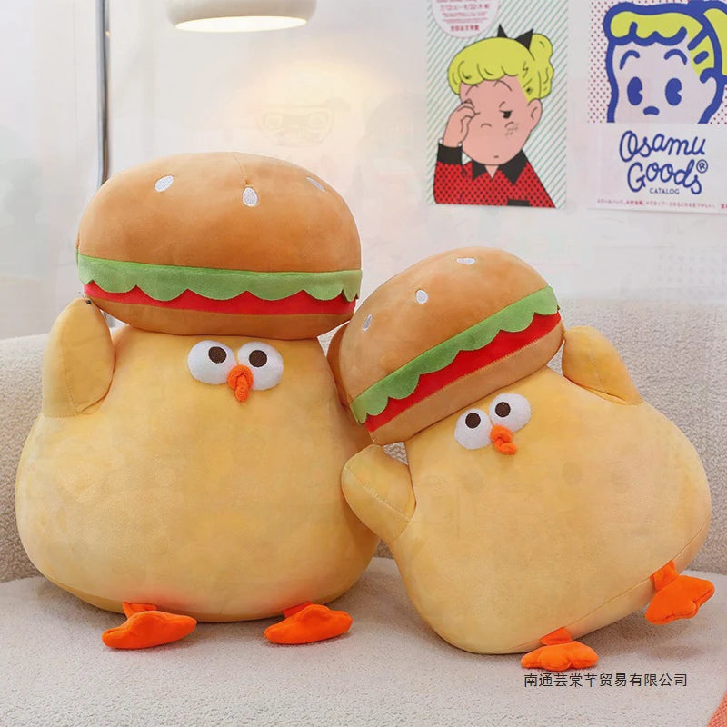Cartoon Burger And Chicken Plush Toy Soft Throw Pillow