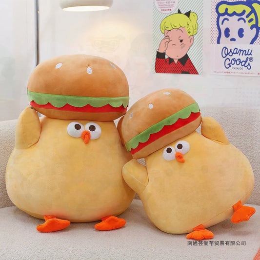 Cartoon Burger And Chicken Plush Toy Soft Throw Pillow