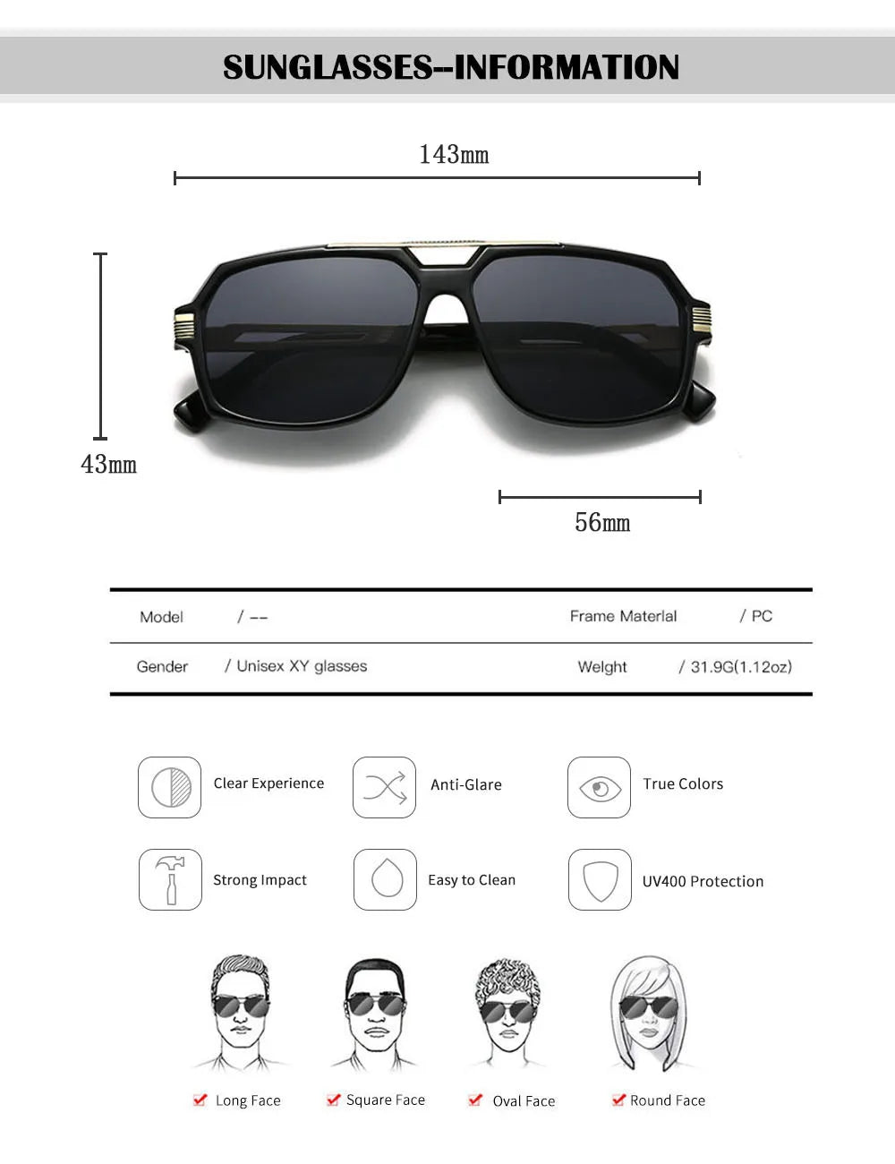 Vintage Square Alloy Frame Sunglasses With UV400 Protection