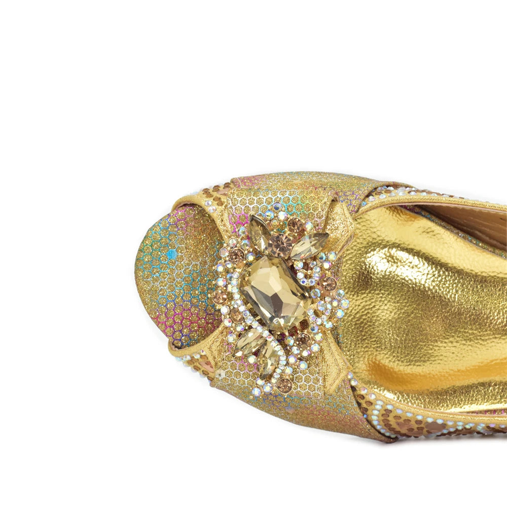 Rhinestone Shoes and Shoulder Bags Low-Heeled Shoes and The Same Style Envelope Bag Nigeria Shoes and Bag Set Italian