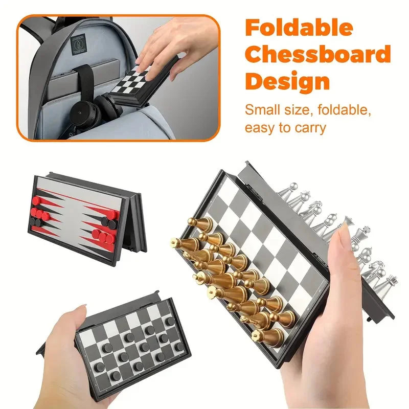 Mini  Chess Board Game Toys Folding  Plastic Chessboard Portable Interactive Toy for s Adult Birthday Gift