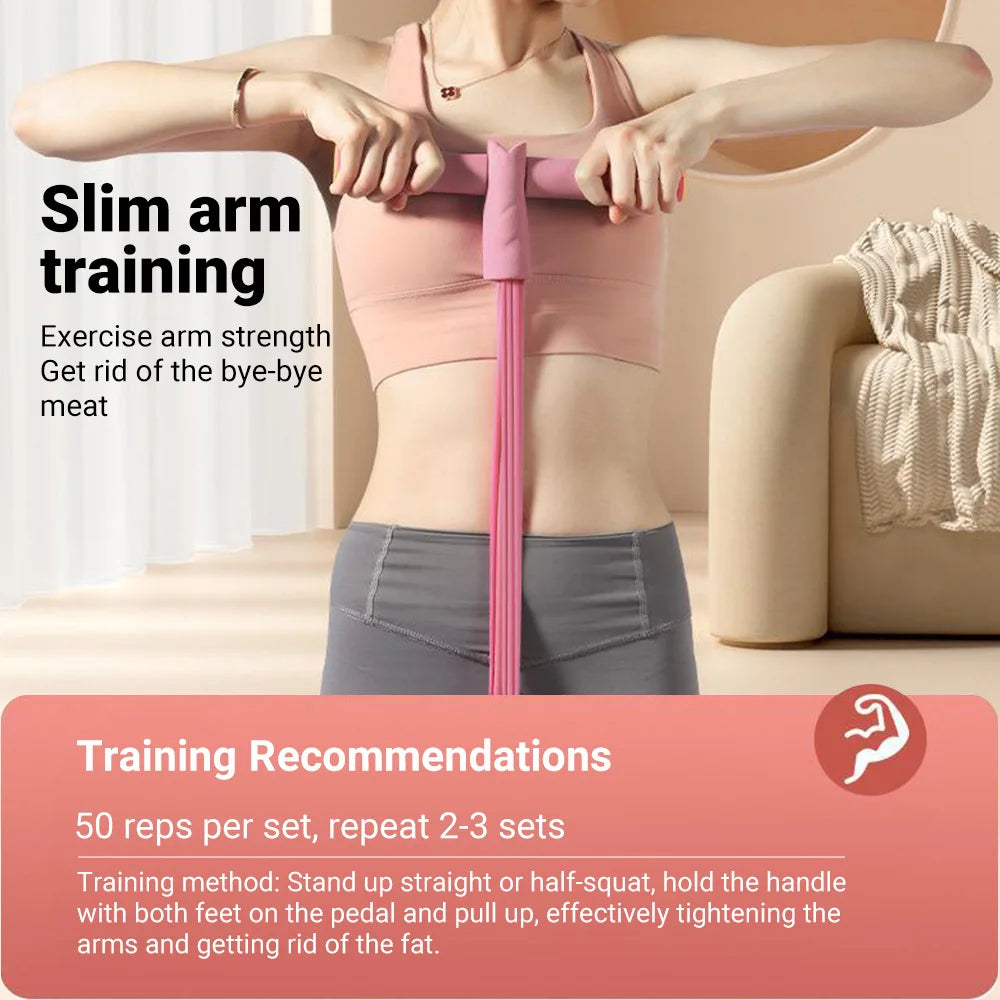 6-Tube Resistance Bands Yoga Pedal Puller Abdomen Waist Arm Training Elastic Pull Rope fitness Exercise At Home