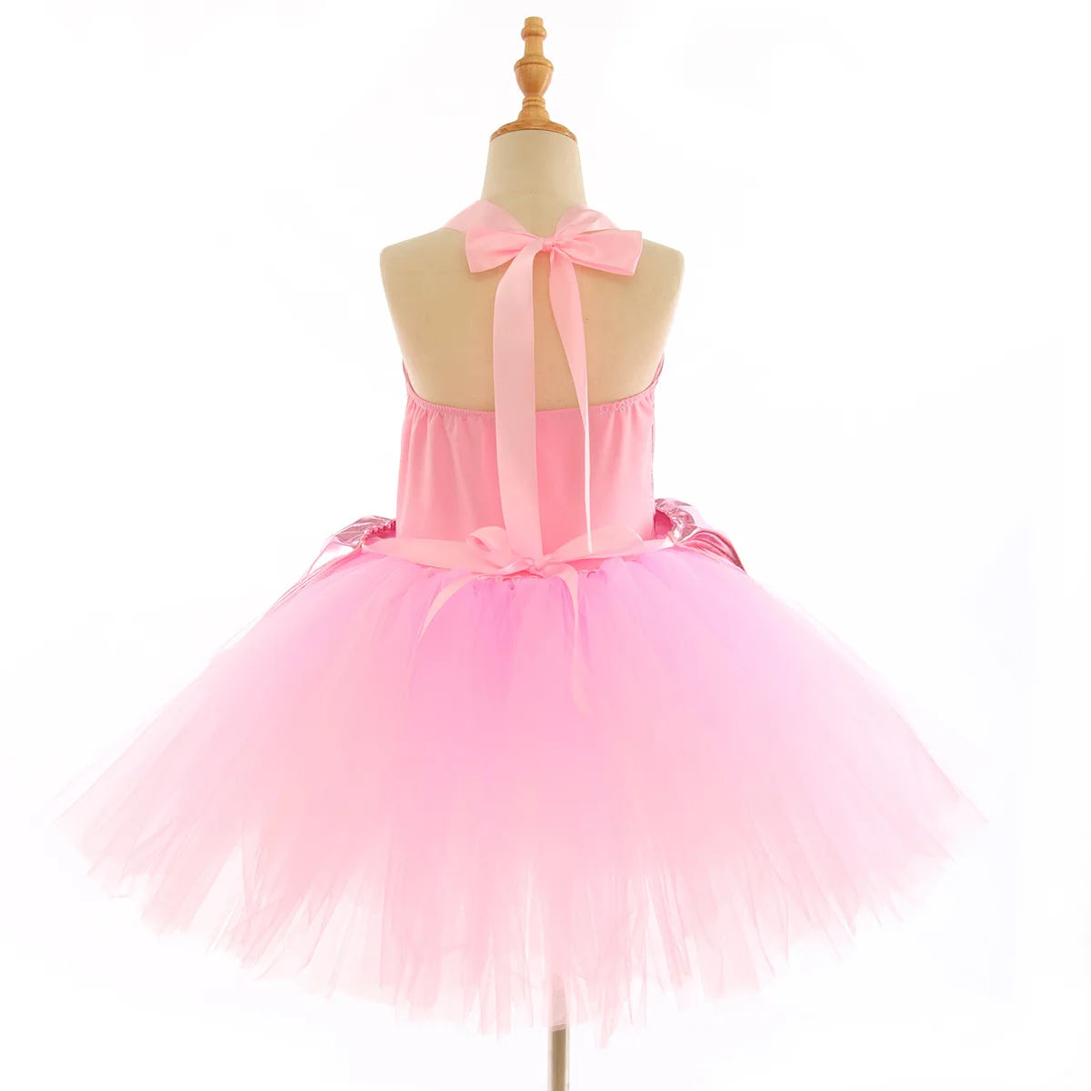 Golden Satin Tutu Dress with Bow Headband Birthday Party Costume