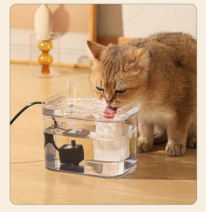 Automatic Pet Water Fountain Transparent USB Power Cat Water Dispenser 1500ml for Indoor Dog and Cat Water Feeding Supplies