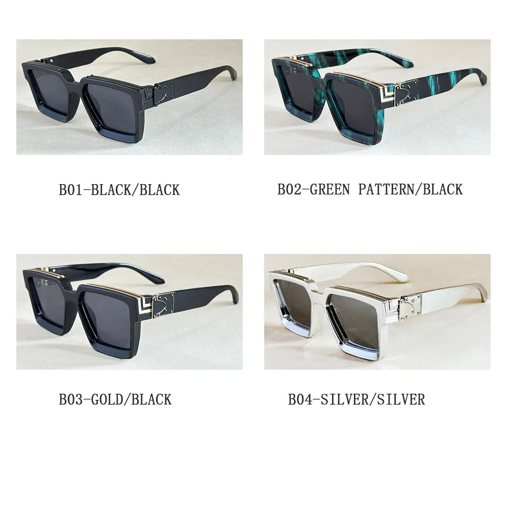 Retro Square Millionaire Sunglasses With UV400 Protection