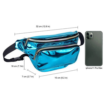 PVC Bum Hip Bag Fanny Pack Waterproof Waist Bags for Women Fashion Holographic Bag for Travel Shopper Waist Pack