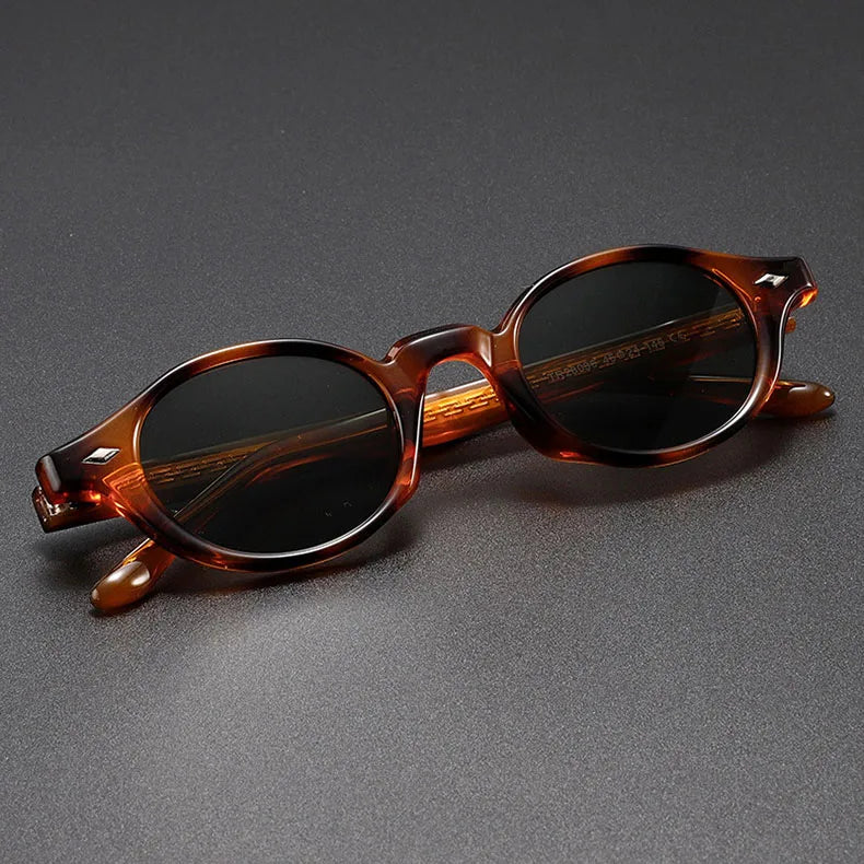 Vintage Oval Acetate Sunglasses With UV400 Protection