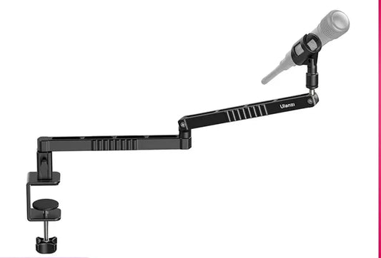 Low Profile Microphone Arm with Cable Channels Desk Clamp 360° Rotatable Foldable for Streaming Recording